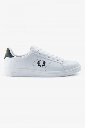 Fred Perry B721 Sko Herre Hvite Marineblå | TNOWZ78446