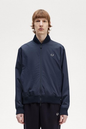 Fred Perry Bomber Frakker Herre Marineblå | XNOGW93414