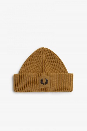 Fred Perry Branded Patch Ribbet Beanie Accessories Mørke Svarte | MNOHR78337