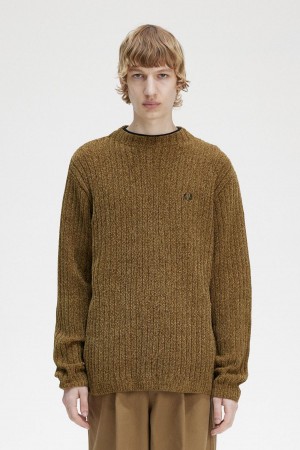 Fred Perry Chenille Rib Jumper Strikkevarer Herre Shaded Stone | FNOHY26217