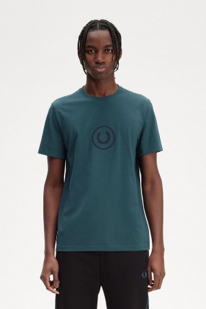 Fred Perry Circle Branding T-skjorte Herre Blå | TNOPQ84678