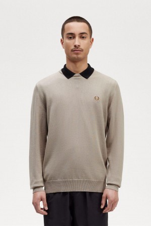 Fred Perry Classic Crew Neck Jumper Strikkevarer Herre Mørke | NOJZR56132