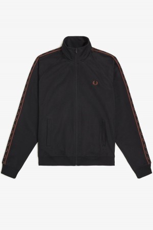 Fred Perry Contrast Tape Treningsjakke Herre Svarte Brune | NOEAH86379