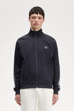 Fred Perry Contrast Tape Treningsjakke Herre Marineblå Marineblå | DNOKV71518