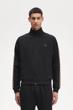 Fred Perry Contrast Tape Treningsjakke Herre Svarte | NOXBR56990