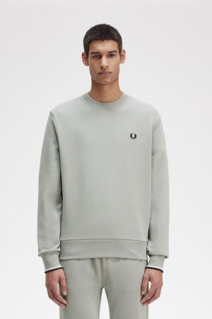 Fred Perry Crew Neck Gensere Herre Limestone | PNOQX54225