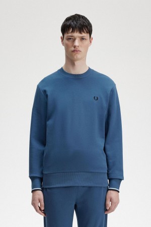 Fred Perry Crew Neck Sweatshirt Treningsdress Herre Blå | LNOSX77780