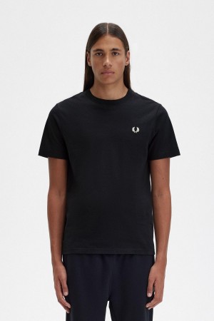 Fred Perry Crew Neck T-skjorte Herre Svarte | NOXMI97005