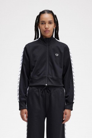 Fred Perry Cropped Taped Frakker Dame Svarte | ENOVG59947