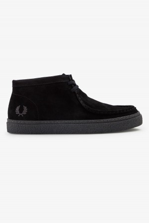 Fred Perry Dawson Mid Sko Herre Svarte | NODYB21830