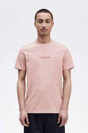 Fred Perry Embroidered T-skjorte Herre Rosa Rosa | MNOFT94204