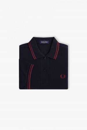 Fred Perry G3600 Fred Perry Shirt Dame Marineblå | FNOUI47645