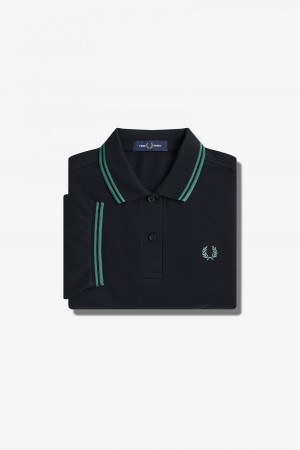 Fred Perry G3600 Fred Perry Shirt Dame Svarte Dyp Mint Dyp Mint | PNOQX77842