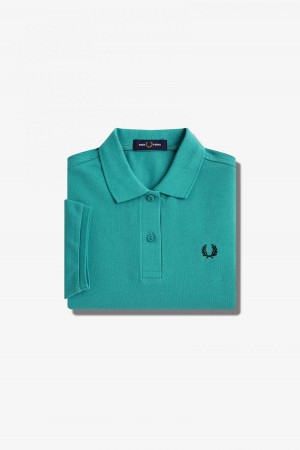 Fred Perry G6000 Fred Perry Shirt Dame Dyp Mint Svarte | UNOTG50074