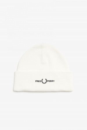 Fred Perry Grafiske Beanie Accessories Hvite | NOQAV85044