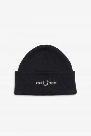 Fred Perry Grafiske Beanie Accessories Svarte | UNOND96024