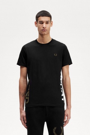 Fred Perry Grafiske Branding T-skjorte Herre Svarte | NOQAV69530