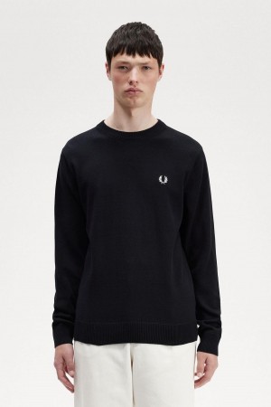 Fred Perry Grafiske Laurel Wreath Jumper Strikkevarer Herre Svarte | QNOUV93444