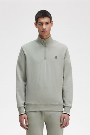 Fred Perry Half Zip Gensere Herre Limestone | NOZPD16175