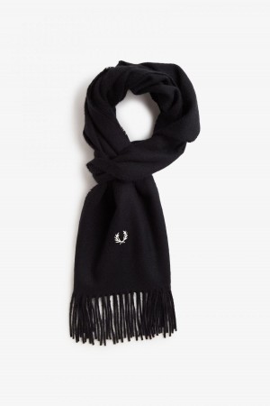 Fred Perry Lambswool Skjerf Accessories Svarte Mørke | QNOUV50837