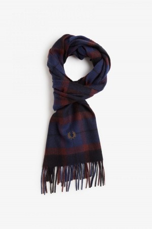 Fred Perry Lambswool Tartan Skjerf Accessories Oxblood / Shaded Stone | NOQCS22358