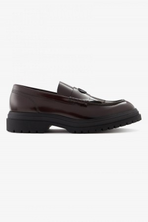 Fred Perry Lær Loafer Sko Herre Oxblood | NOXMI15617