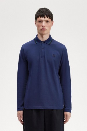 Fred Perry M1212 Polo T Skjorte Herre Marineblå Blå Svarte | BNOSD13965