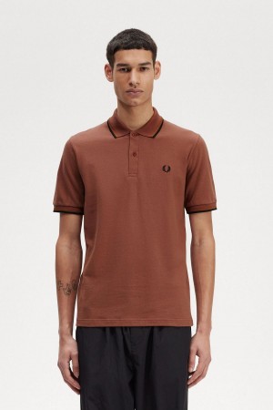 Fred Perry M12 Polo T Skjorte Herre Brune Mørke Svarte | ANODF31578