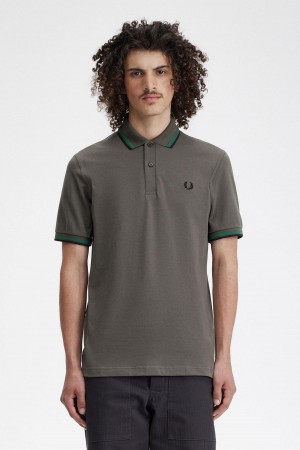 Fred Perry M12 Polo T Skjorte Herre Grønn Grønn Svarte | DNOVO55147