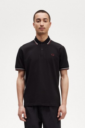 Fred Perry M12 Polo T Skjorte Herre Svarte | NOXMI15342