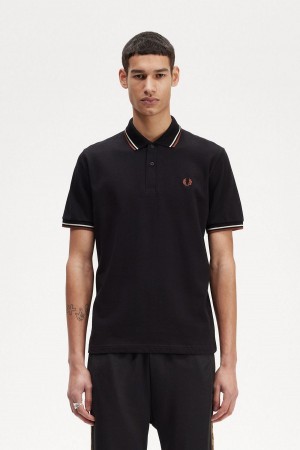 Fred Perry M12 Polo T Skjorte Herre Svarte Brune | NOEAH47606