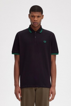 Fred Perry M12 Polo T Skjorte Herre Svarte Grønn Grønn | NOQAV66076