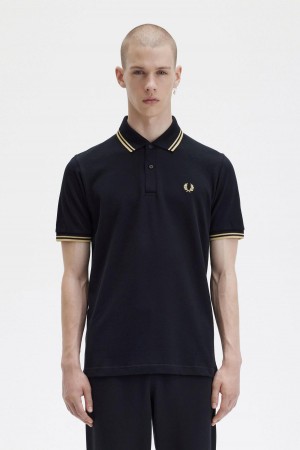 Fred Perry M12 Polo T Skjorte Herre Svarte | GNOUC72019