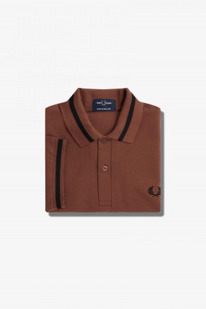 Fred Perry M2 Polo T Skjorte Herre Brune Svarte | MNOFT52255