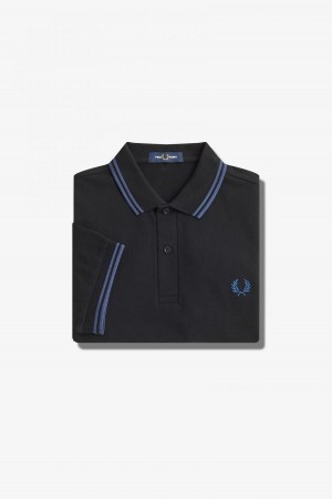 Fred Perry M3600 Fred Perry Shirt Herre Svarte Blå Blå | ANOWC36306