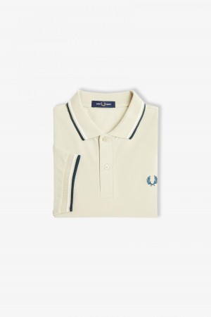 Fred Perry M3600 Fred Perry Shirt Herre Lyse Hvite Blå | NOJBT57062