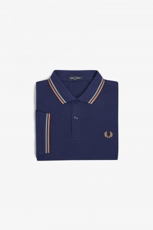 Fred Perry M3600 Fred Perry Shirt Herre Marineblå Lyse | QNOWA56798