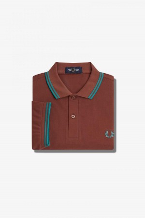 Fred Perry M3600 Fred Perry Shirt Herre Brune Dyp Mint Dyp Mint | YNOVQ59182