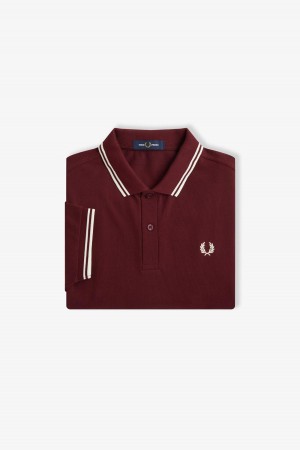 Fred Perry M3600 Fred Perry Shirt Herre Oxblood / Ecru / Ecru | NOZDE10328