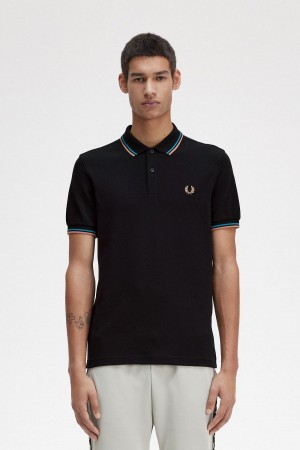 Fred Perry M3600 Polo T Skjorte Herre Svarte Blå Lyse | ENOHC26740