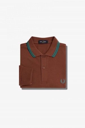 Fred Perry M3636 Fred Perry Shirt Herre Brune Dyp Mint Dyp Mint | ZNOMJ61292