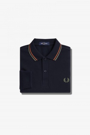 Fred Perry M3636 Fred Perry Shirt Herre Marineblå Grønn | BNOSO58731