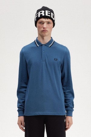 Fred Perry M3636 Polo T Skjorte Herre Blå Hvite Svarte | PNOER55502