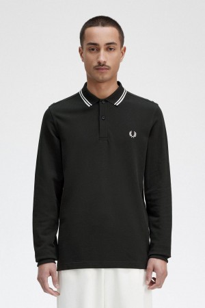 Fred Perry M3636 Polo T Skjorte Herre Grønn Hvite Hvite | NOIIZ51184