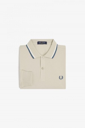 Fred Perry M3636 Polo T Skjorte Herre Lyse Hvite Blå | NOEGJ99778