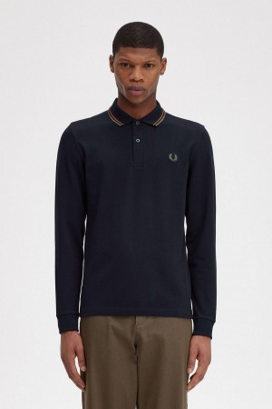 Fred Perry M3636 Polo T Skjorte Herre Marineblå Grønn | NOJBT63345