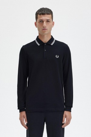 Fred Perry M3636 Polo T Skjorte Herre Svarte Hvite Hvite | ANOWC90913