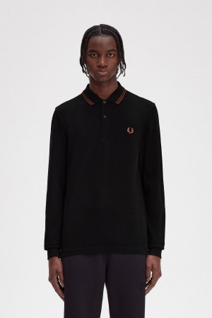 Fred Perry M3636 Polo T Skjorte Herre Svarte Brune Brune | YNOVQ97781