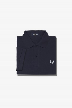 Fred Perry M6000 Fred Perry Shirt Herre Marineblå Hvite | NOEGJ89231