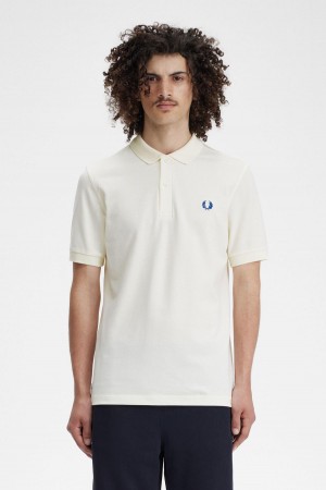 Fred Perry M6000 Polo T Skjorte Herre Ecru / Shaded Cobalt | MNOFT47873